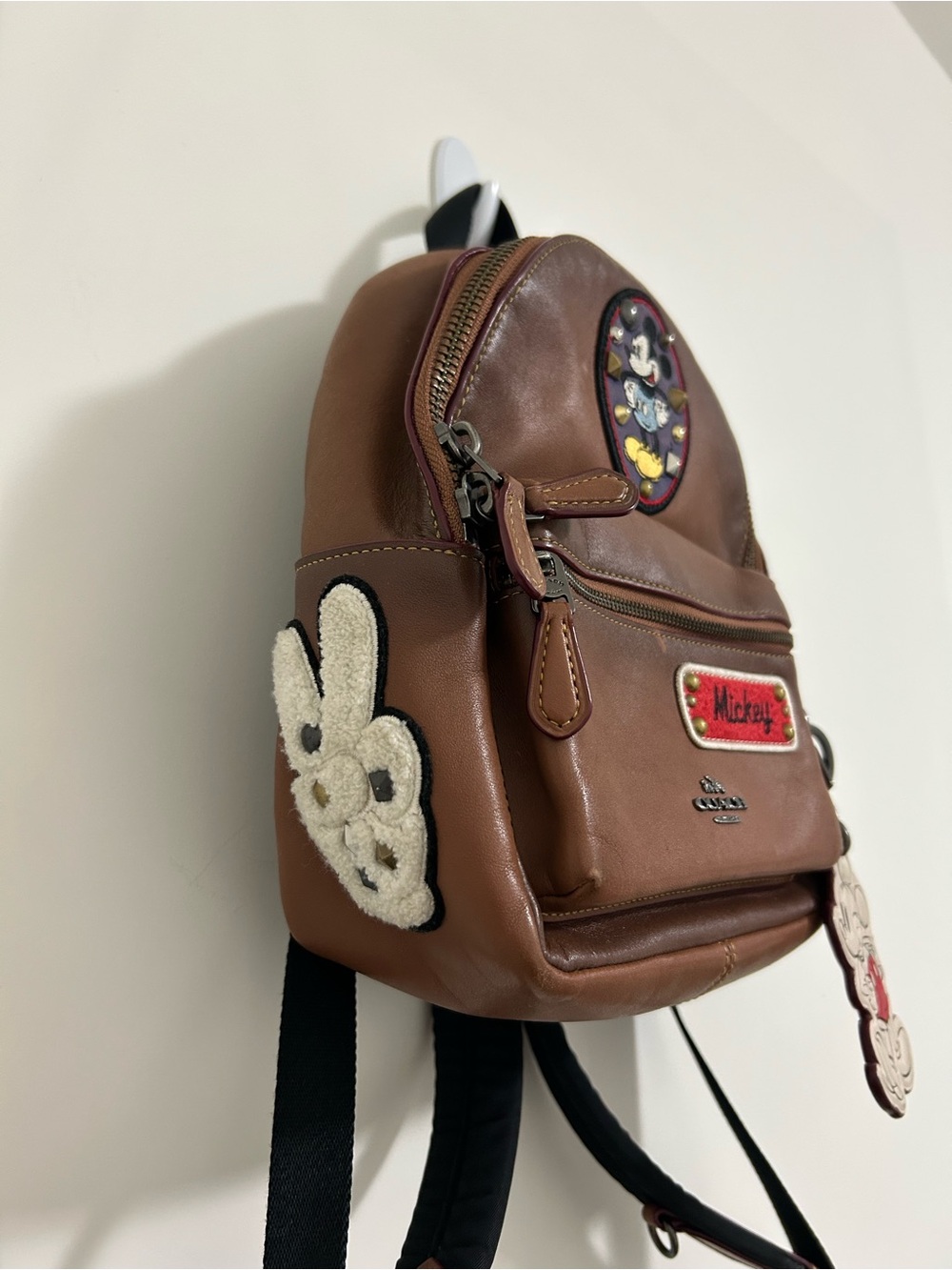 Rare Coach x Disney Mickey Mouse Brown Leather Backpack Mini Charlie Style - Picture 4 of 12